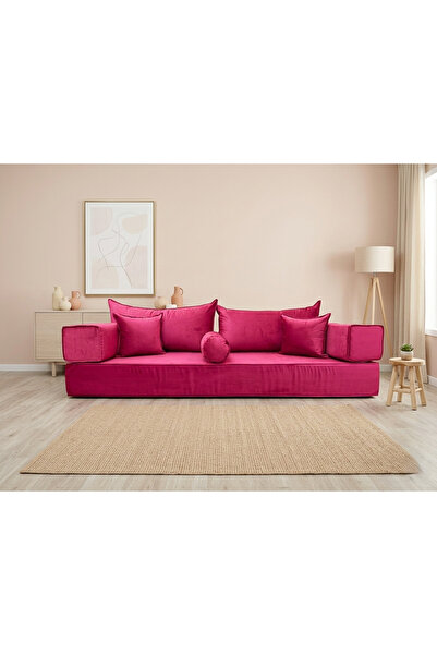 FEYZA DECOR HOME Premium Kadife Modern Şark Köşesi 8 Parça – 20 cm Süngerli M...