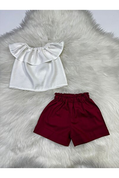 Moda Lina Baby Girl's 2-Piece Set: Madonna Collar White Blouse & Solid Color ...