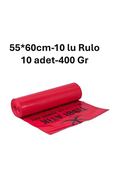 NİLPLAST Asm Tıbbi Atık Poşeti 55*60 400 gr 10 Adetli Rulo
