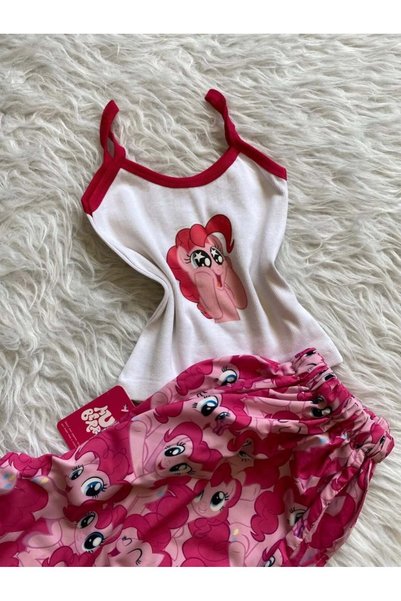 Yukatay Red My Little Pony Pinkie Pie Patterned Stylish Top and Bottom Set