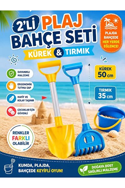 SAZE 2’li Plaj Bahçe Seti Kürek Tırmık Çocuk Oyuncak Seti (Renkler Değişebilir