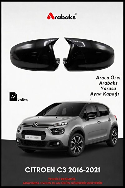 Arabaks CITROEN C3 2016-2021 Yarasa Ayna Kapağı 2'li Takım (BATMAN TİP, DAYAN...