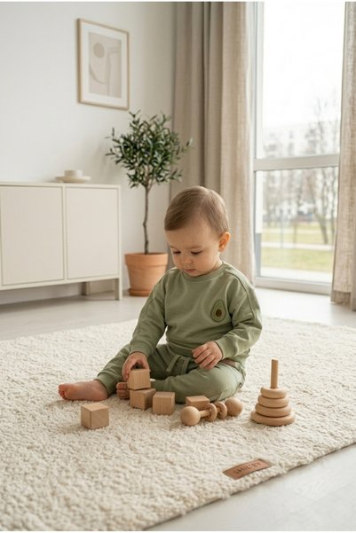 Kuarks Baby Oversize Top and Bottom Set 100% Cotton Comfortable Daily Children's Tracksuit Set