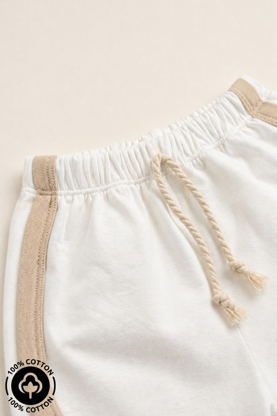 Miniel Unisex %100 Pamuklu Biyeli Bağcık Detaylı Bebek Çocuk Yazlık Şort