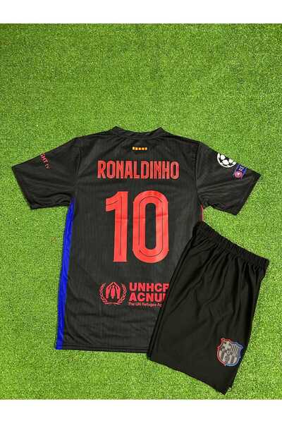 AJAX STAR Barcelona Yeni Sezon Ronaldinho Çocuk Forması (BLACK)