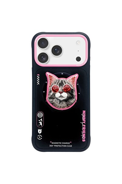 Nimmy Θήκη Cool Cat MagSafe με σχέδιο Γυαλιά για iPhone 17 - Μαύρο/Ροζ