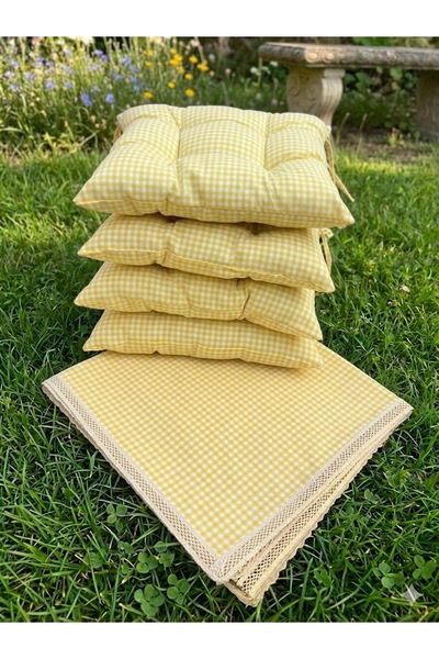 ESPERA HOME DESİGN 5 parça Piknik Minder ve Örtü Seti 170x170 cm örtü, 40x40 ...