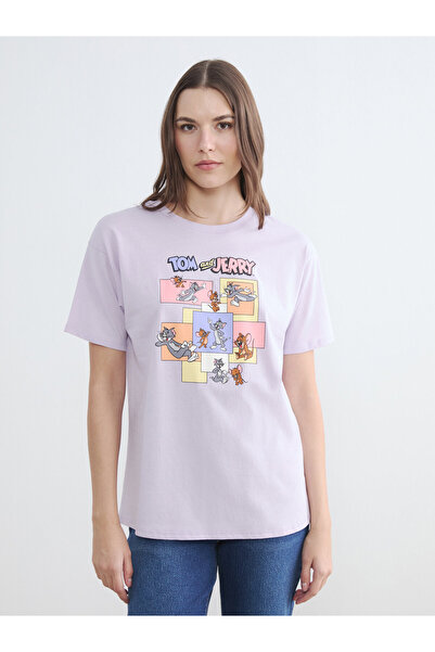 LC Waikiki Tricou de damă cu guler rotund și imprimeu Tom & Jerry