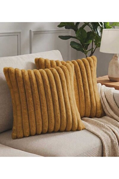 CENGİZ ÇEYİZ Fitilli PELUŞLU 2'li Kırlent Kılıfı 40x40 cm