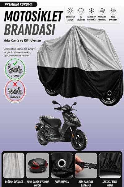 Cemku Double Gray Top - Black Bottom, Rear Bag Compatible Piaggio Typhoon 125...