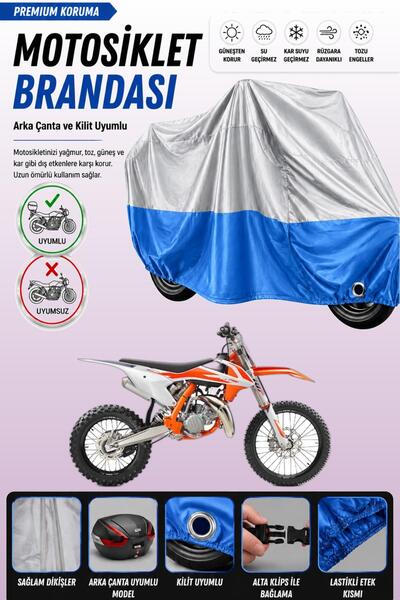 Cemku Double غطاء علوي رمادي - سفلي أزرق، غطاء خلفي متوافق مع دراجة KTM 85 SX...