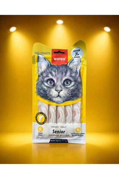 Wanpy Kedi Ödül Maması Senior Kremalı Tavuklu & Karaciğerli 70g Yaşlı Kediler...
