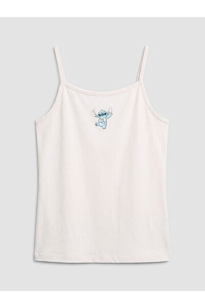 LC Waikiki Stitch Printed Girls' Tank Top with String Straps, 2-Piece Set