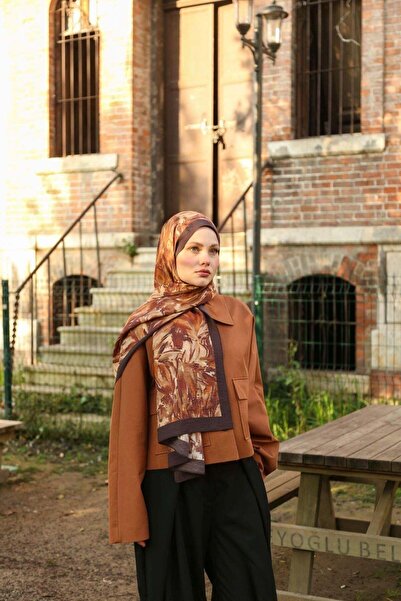 ENRİCO FERRİ Noa Batik Patterned Shawl - Bitter Brown-Camel
