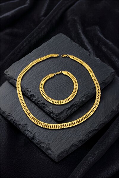 Sevil Gülgün Atelier Premium Braided Chain Necklace Set - Gold Color Imported Design Women's Set