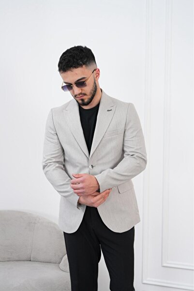 Dupont Erkek Keten Blazer Ceket Slim Fit Yazlık Nefes Alabilir