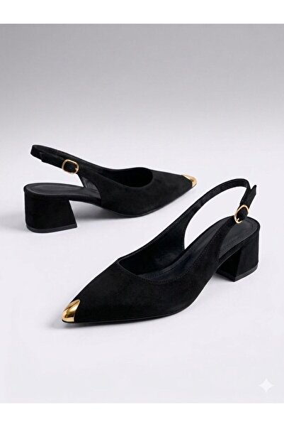 MAYA SHOES Elif Kadın topuklu Burun Aksesuarlı Arkası Bantlı Yeni Sezon
