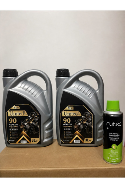 United Pro 90 Numara Dişli Yağı 3 Litre 2 Adet Ve Pas Sökücü Sprey