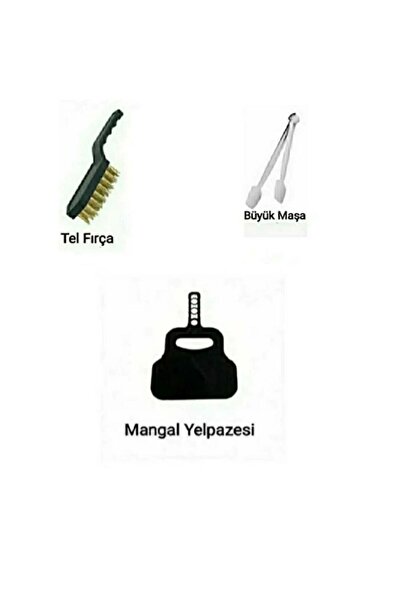 YILMAZNARGİLE 3 Parça Barbekü Mangal Set Et Çevirme Tutma Maşa Mangal Temizle...