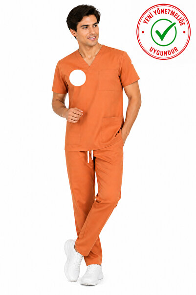 nutrix uniforma Turuncu Logolu Klinik Destek Forması Yarasa Kol Likralı Scrub...