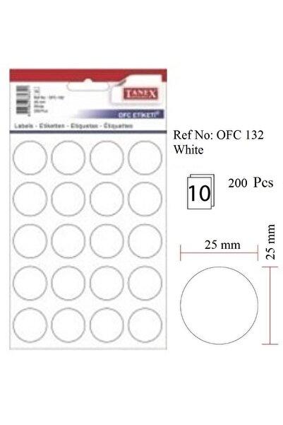 Tanex Στρογγυλές αυτοκόλλητες ετικέτες, D25 mm, 200 τεμ./σετ, TANEX, λευκό