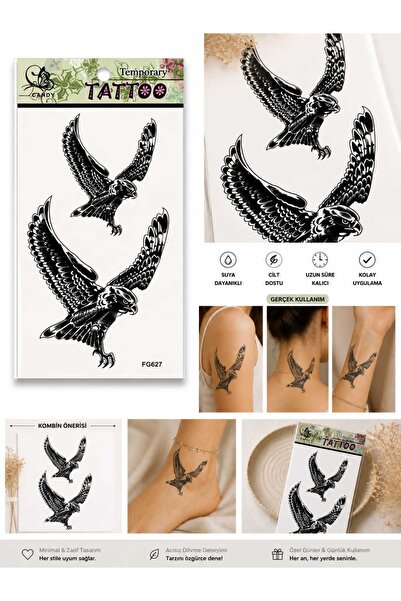 Eva&Rose Minimal Geçici Dövme – Kartal Desenli Kol Bilek Bacak Ayak Dövmesi S...
