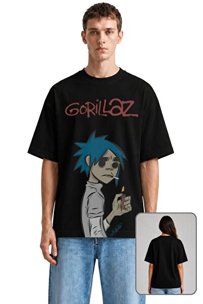 Fuddy Moda Μπλουζάκι Unisex Oversize Gorillaz με Mega Print της ροκ μπάντας