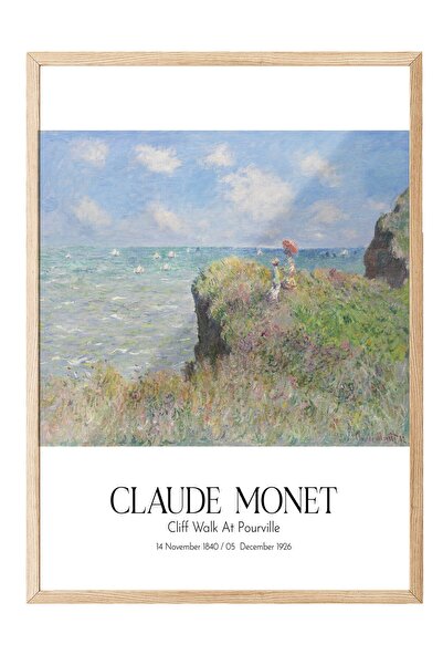 Postifull Claude Monet - Plimbare pe stâncă în Pourville, Tablou înrămat pe l...