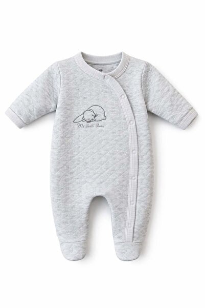 Babydola Baby Boy Sleeping Rabbit Print Jumpsuit Newborn Gray