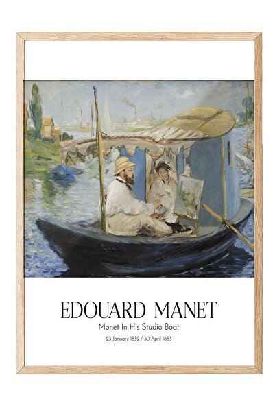 Postifull Edouard Manet - Monet u svom čamcu u ateljeu, slika u drvenom okvir...