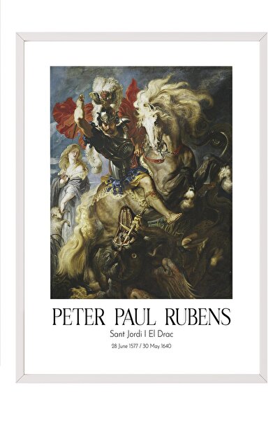 Postifull Peter Paul Rubens - Sant Jordi I El Drac, Slika sa belim okvirom, S...