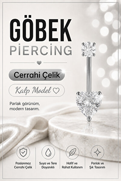 vogutima jewelery&silver by timuçin mavili Göbek Piercing - Kalp Model Cerrah...