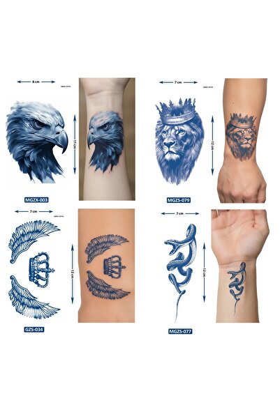 Airbrush Tattoo Küçük Boy 4 Adet Birden Yarı Kalıcı Geçici Dövme 1 Ay Kalıcı ...