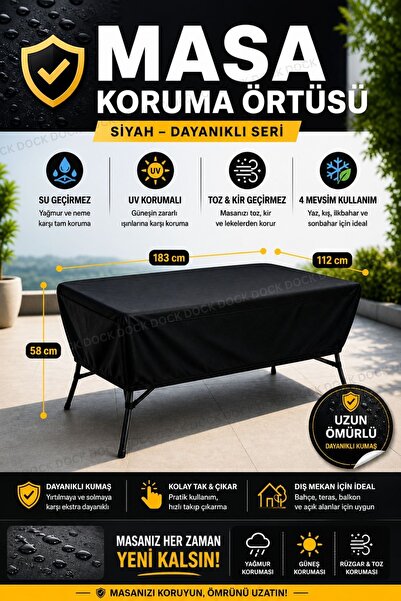Dock SİYAH MASA BRANDASI(ÖRTÜSÜ) SU GEÇİRMEZ-4 MEVSİM-