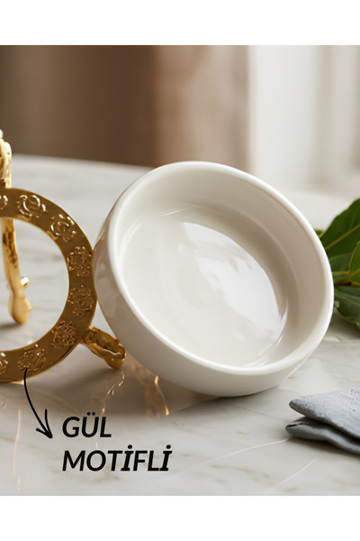 Moon Dizayn ÖZEL TASARIM GOLD GÜL İŞLEMELİ 6'LI LOKUMLUK