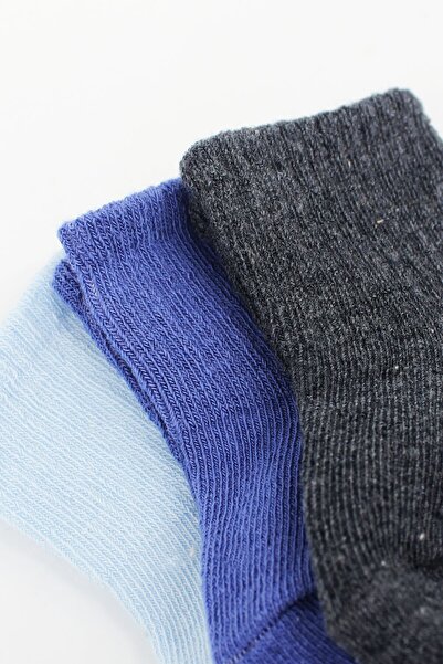 Bistyle 3 Pairs Organic Cotton Baby Socks Combed Cotton Socks for Girls and Boys (Blue)