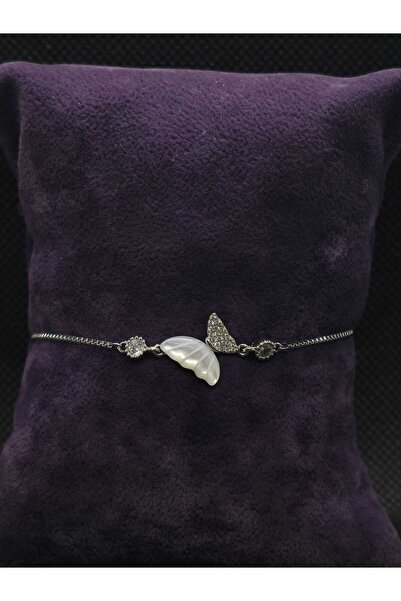 sarıyer silver Butterfly Model Zircon Stone Natural Stone Embroidered Steel B...