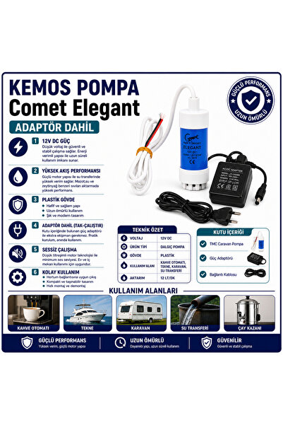 Kemos elegant 220-12 Volt Mini Dalgıç Adaptörlü otomat (SIVI TRANSFER) Pompası