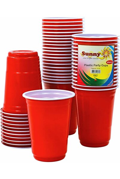 Sunny Your Bright choice Plastic Party Cups - Red 16oz (475ml), 50 Pieces - D...