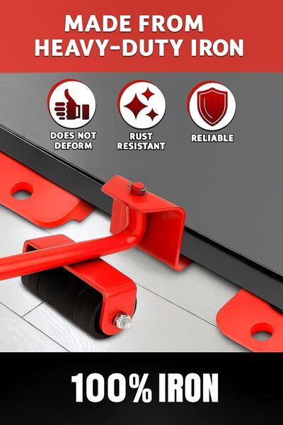 Generic Heavy Duty Furniture Lifter & Mover Tool Set – 5 PCS Iron Furniture M...
