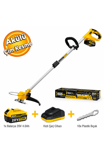 SGS SGS5340 Kömürsüz Akülü Kenar Biçme Ot Çim Biçme Makinası 20 V 4.0 Ah Akülü