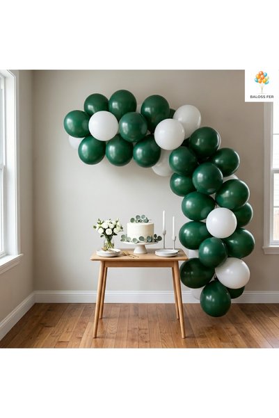 baloss fer Dark Green White Balloon Set 20 Pieces Birthday Party Decoration Stylish Design