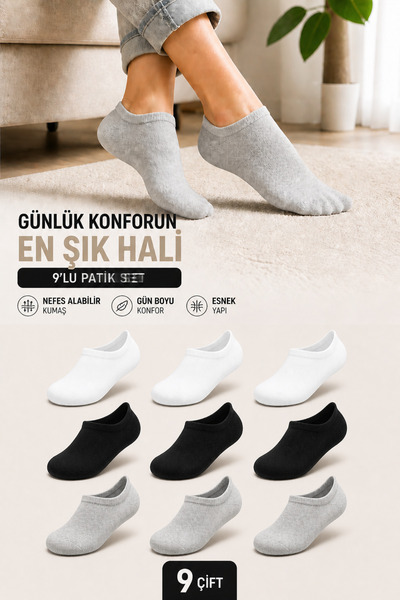 SEVORIA + 9 ÇİFT AVANTAJ PAKETİ UNISEX PATİK ÇORAP