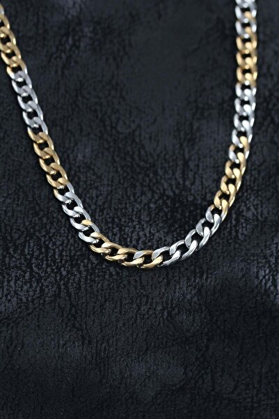 Inure Jewelry قلادة رجالية من الفولاذ 316L باللون الفضي والذهبي