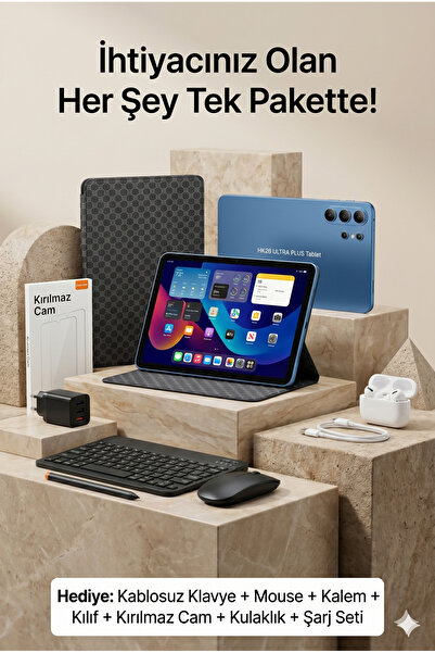 HAİDİKO HK26 Ultra Plus Tablet - 32GB RAM 1TB Hafıza | Şarj Aleti -Klavye -Mo...