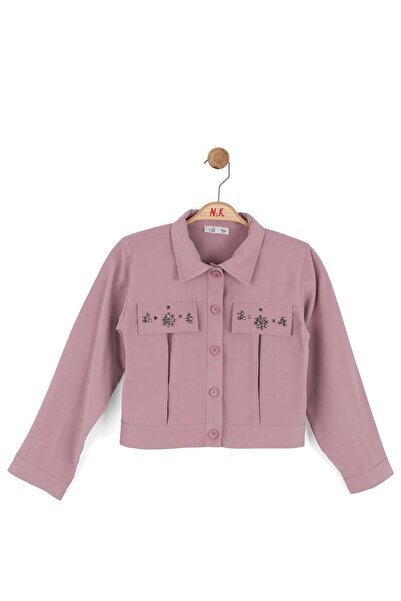 nk kids Nk girl's long sleeve stone embroidered shirt, ages 8-15, dried rose