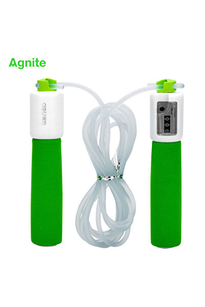 Agnite Mekanik Sayaçlı PVC Atlama İpi Sünger Saplı Fitness Yeşil