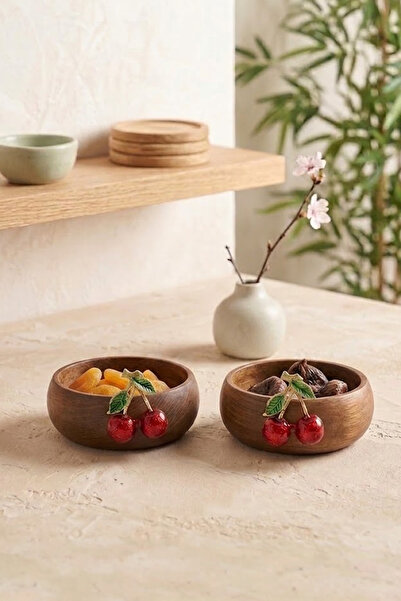 Kitchen Life 2-Piece Cherry Acacia Look Snack Presentation Bowl - Decorative ...
