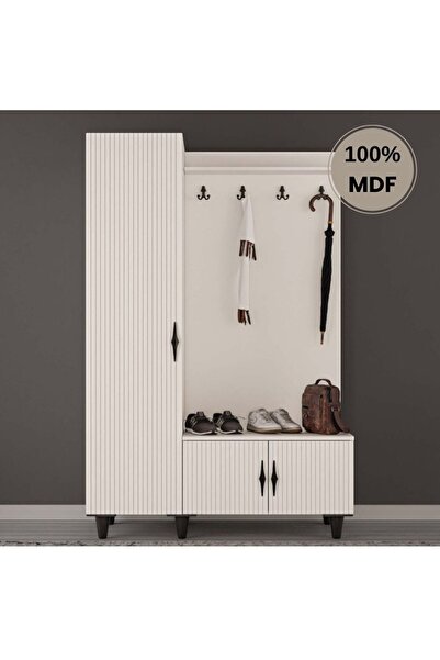 comiet Lale Mdf Raflı Askılıklı Ayaklı tasarım Portmanto Ayakkabılık