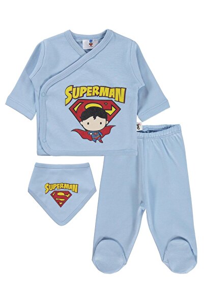 Civil Baby Superman Baskılı Zıbın Takımları - Mavi